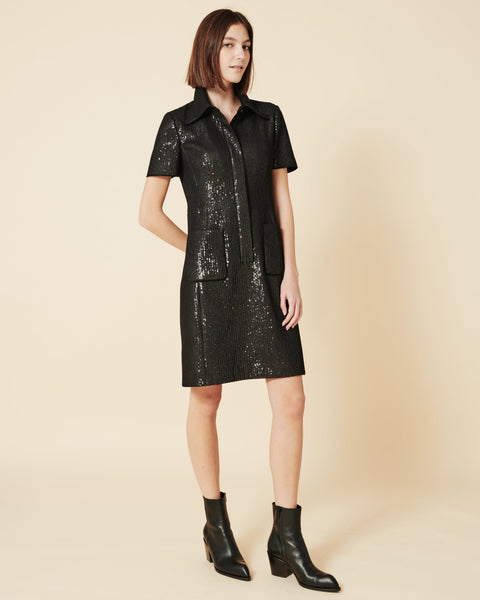 Sequin Silk Dress in Polo Style