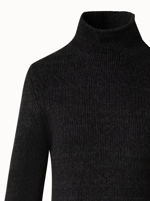 Mouliné Cashmere Wool Mock Neck Sweater