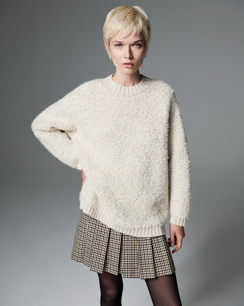 Knit Sweater in Soft & Chunky Wool Alpaca Bouclé