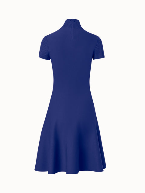 Merino Wool Knit Dress with Mock Neck Slit