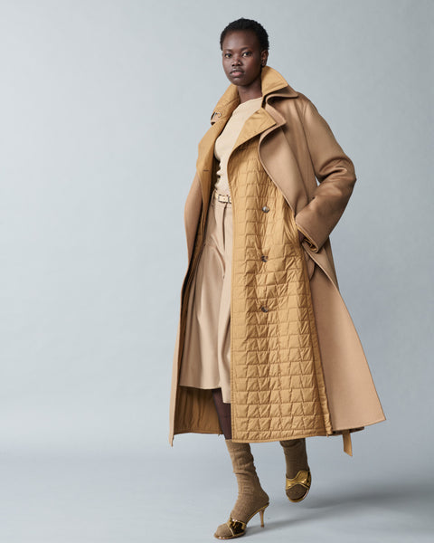 Quilted Trapezoid Long Coat