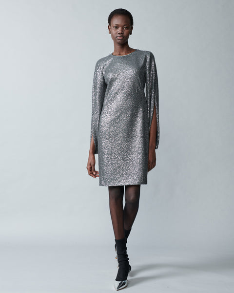 Sequin Cocktail Dress with Long Volume Sleeves