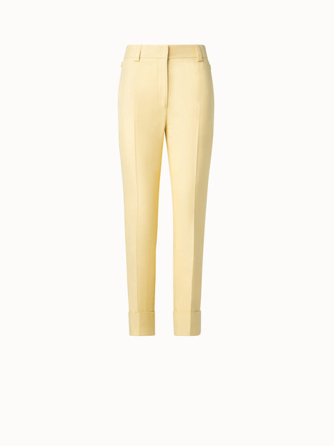 Cuffed Tapered Pants in Cotton Silk Double-Face