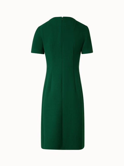 Short Sleeves Sheath Dress in Wool Double-Face