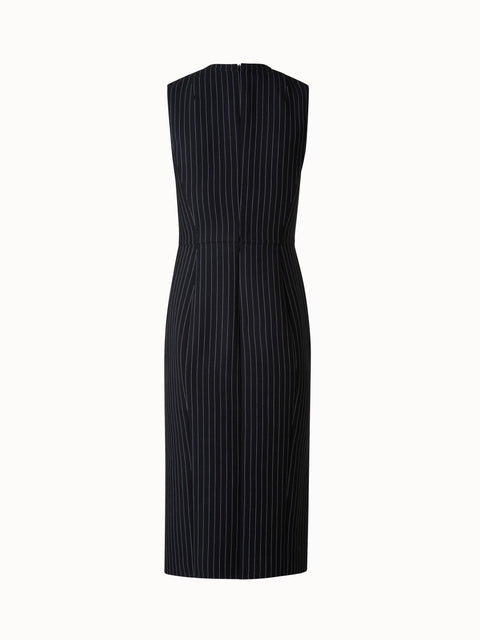 Wool Double-Face Sheath Dress with Pinstripes