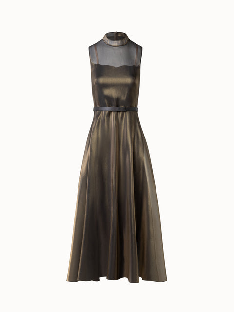 Sheer Shimmer Silk Blend Organza Midi Dress