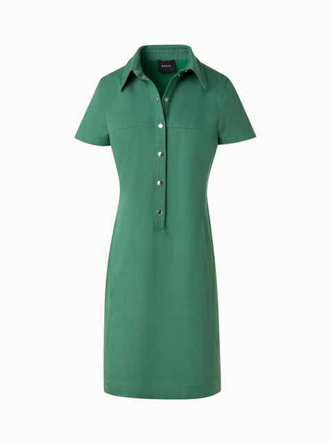 Polo Dress in Cotton Denim Stretch