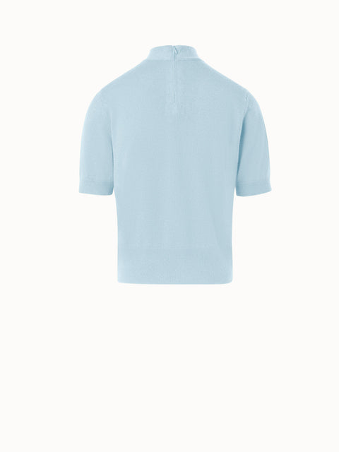 Short Sleeve Cashmere Sweater with Knot Detail