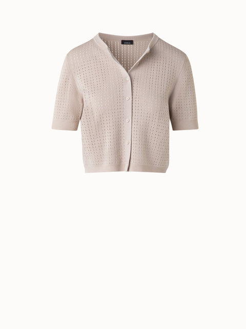 Short Sleeve Knit Cardigan in Silk Cotton