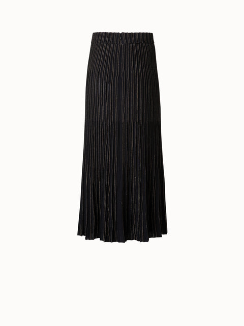 Midi Knit Skirt with and Golden Lurex Stripes