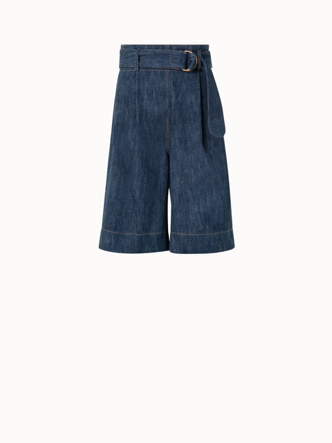 High-Waisted Bermuda Shorts in Sailor Denim