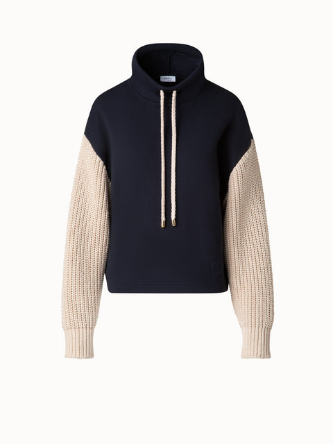 Jersey Hoodie with Knit Sleeves