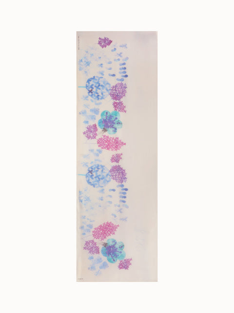 Scarf in Cotton Silk with Denim Blossom Print