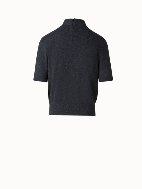 Short Sleeve Cashmere Sweater with Knot Detail