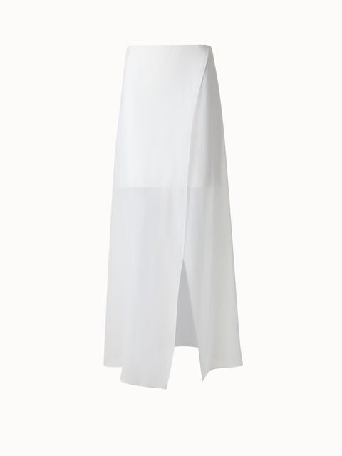 White Silk Skirt with Sheer Organza Overlayer