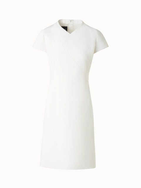 V-Neck Sheath Dress in Cotton Silk Double-Face