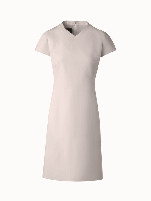 V-Neck Sheath Dress in Cotton Silk Double-Face