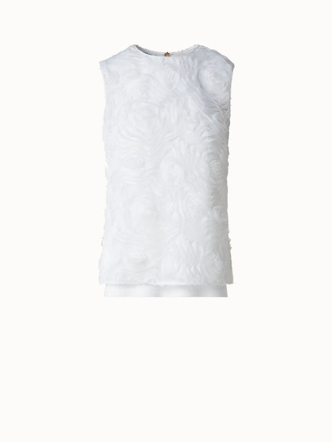 Sleeveless Blouse with 3D Carnation Embroidery