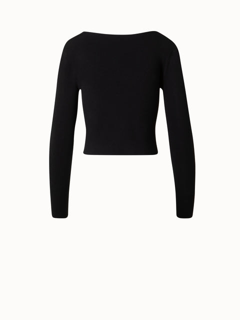 Cropped Long Sleeves Knit Top in Viscose