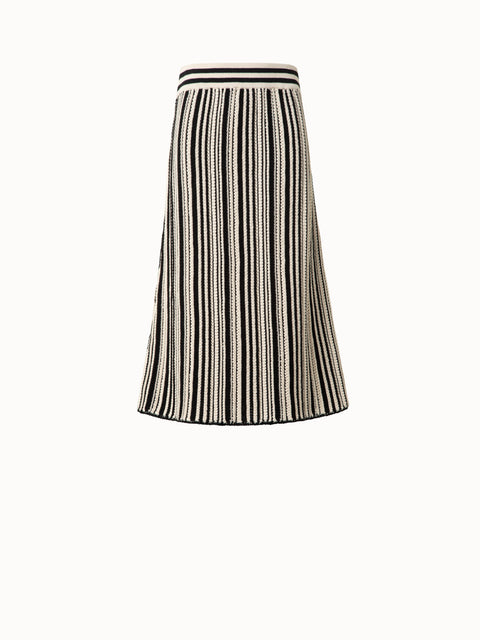 Striped Midi Skirt in Chunky Knit Cotton