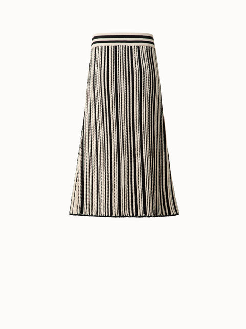 Striped Midi Skirt in Chunky Knit Cotton