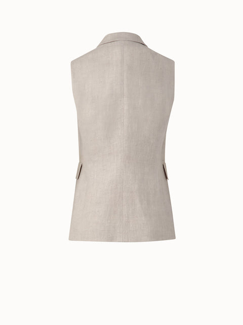 Linen Vest with Double-Breast Illusion