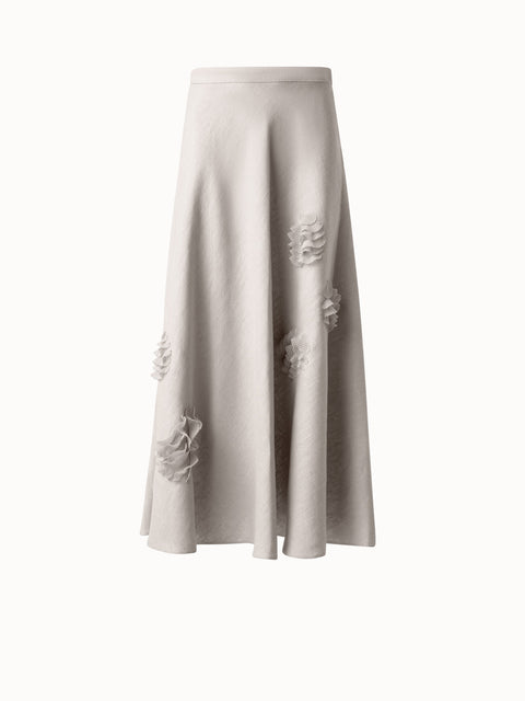 Linen Midi Skirt with 3D Carnation Detail