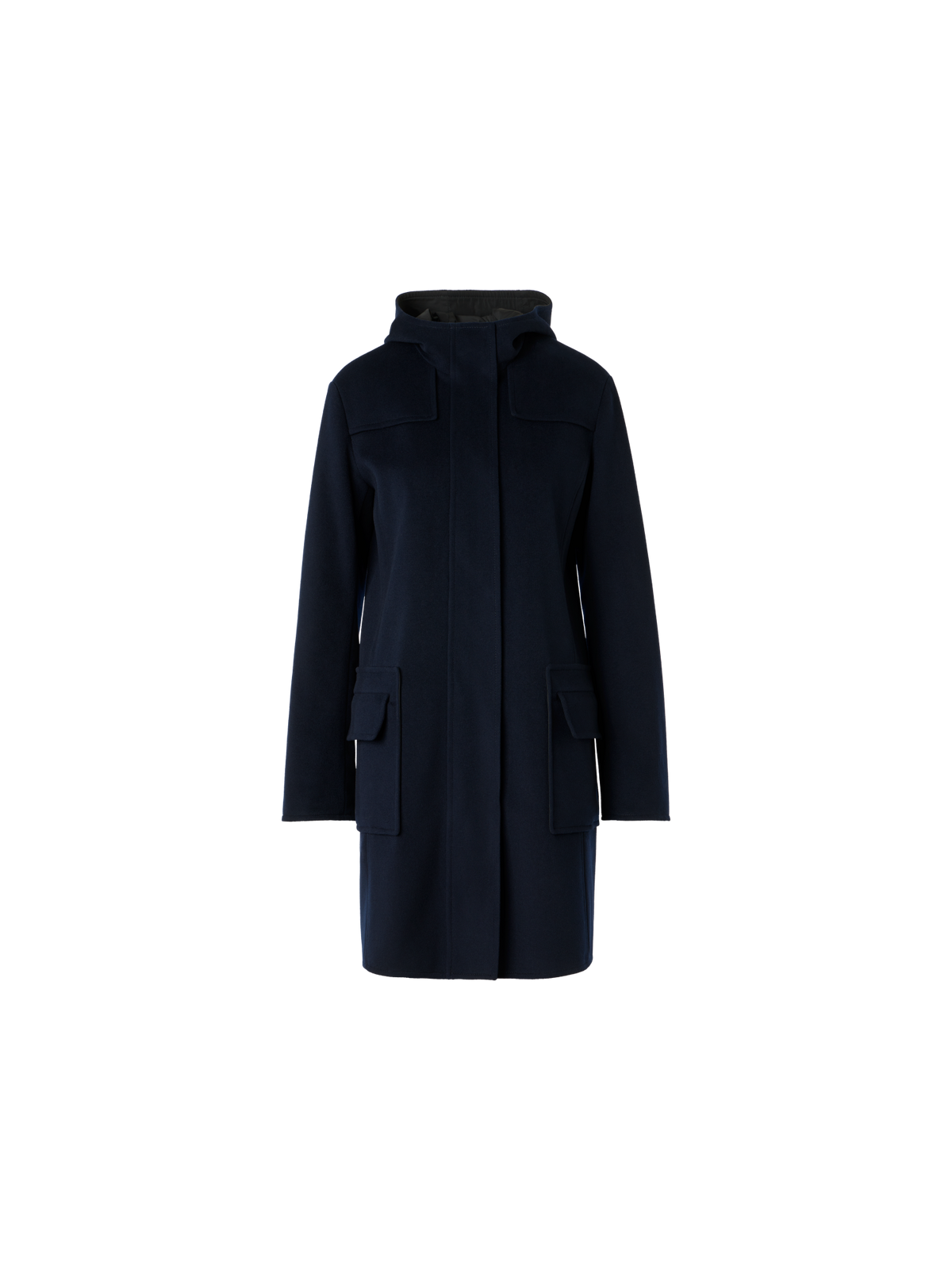 Designer Reversible Wool and Shell Coat - black - navy - blue - multicolor