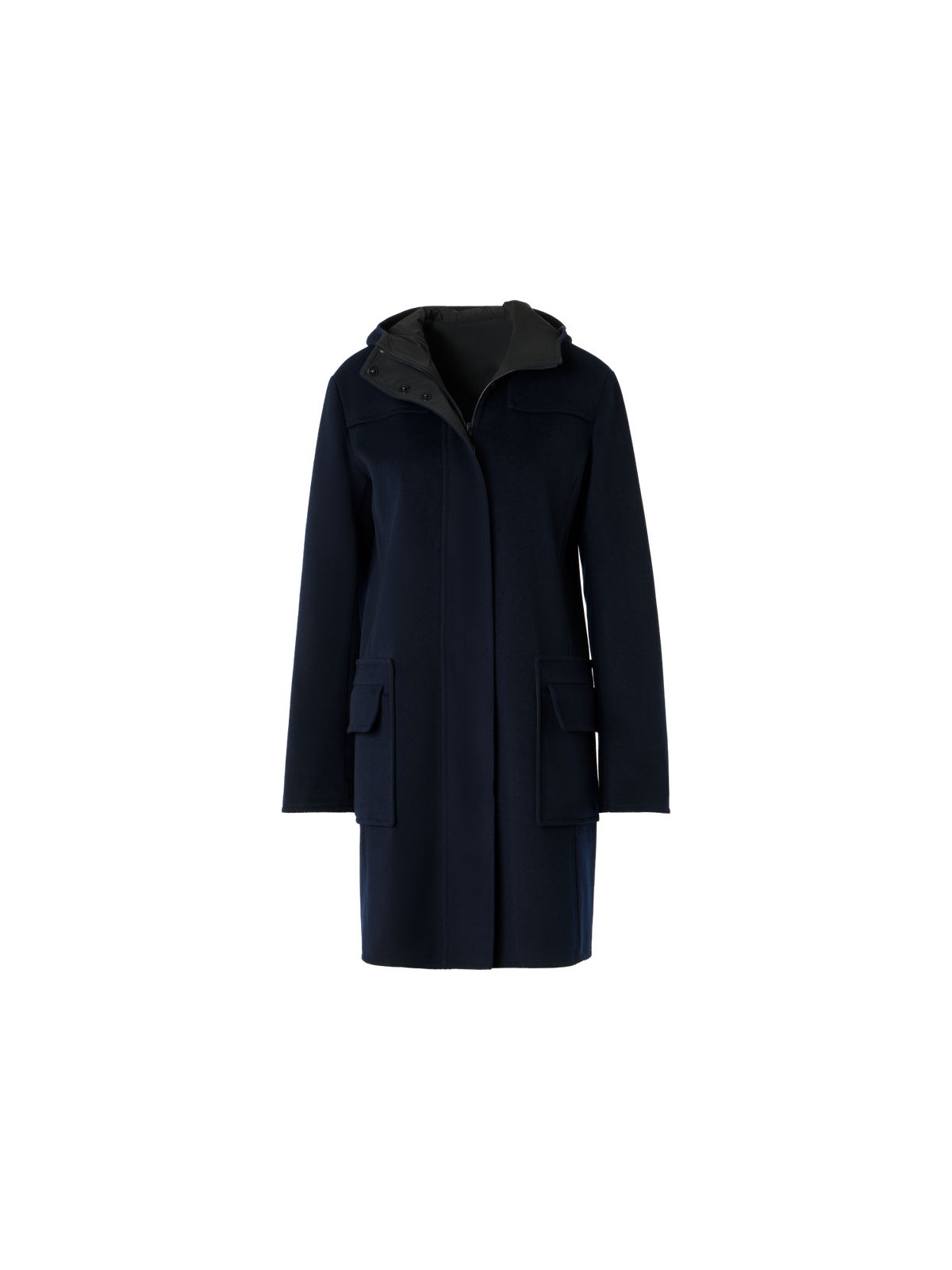 Reversible Wool and Shell Coat - black - navy - blue - multicolor