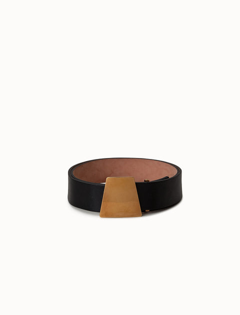 Leather Belt with Trapezoid Buckle