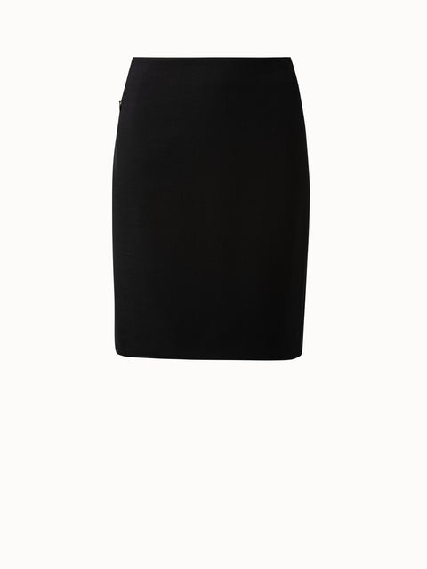 Pencil Skirt in Wool Double-Face with Zip Pockets