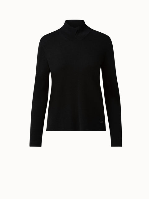 Mock Neck Knit Pullover in Cashmere and Silk