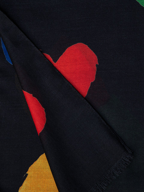 Cashmere Silk Scarf with Hearts Print