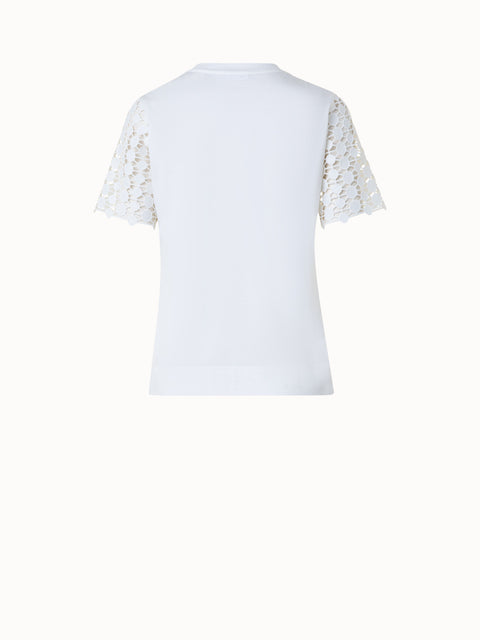 T-Shirt with Kaleidoscope Dot Embroidery Sleeves