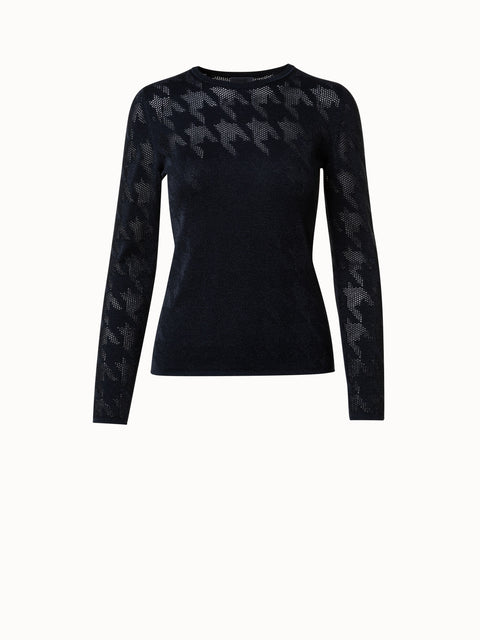 Houndstooth Jacquard Knit Pullover