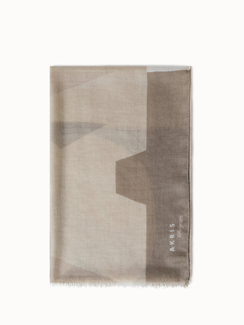 Cashmere Silk Scarf with Composed Letters Print