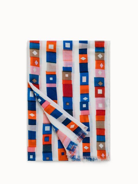 Scarf in Cashmere and Silk with Superstripe Print