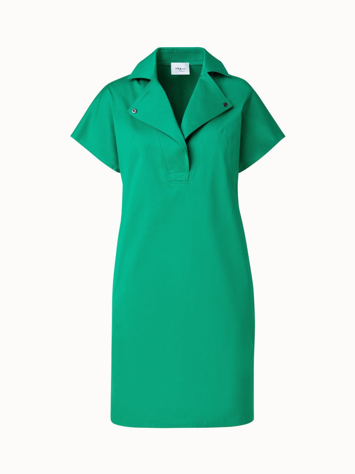 Cotton Stretch Gabardine Dress with Biker Collar