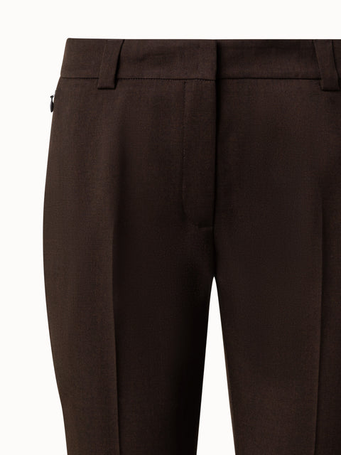 Wool Stretch Double-Face Cropped Tapered Pants