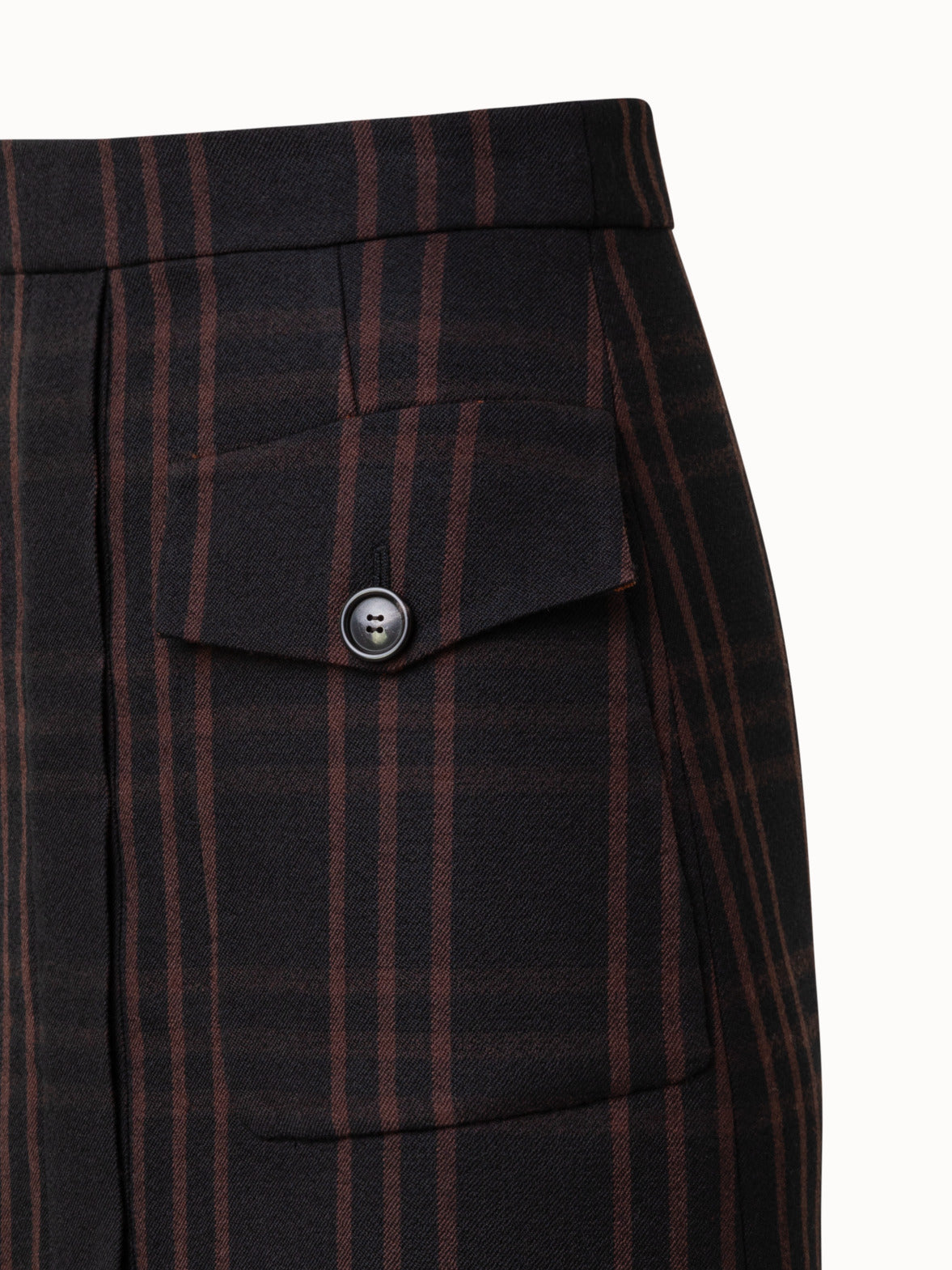 Wool Double-Weave Short Skirt with Window Pane Check