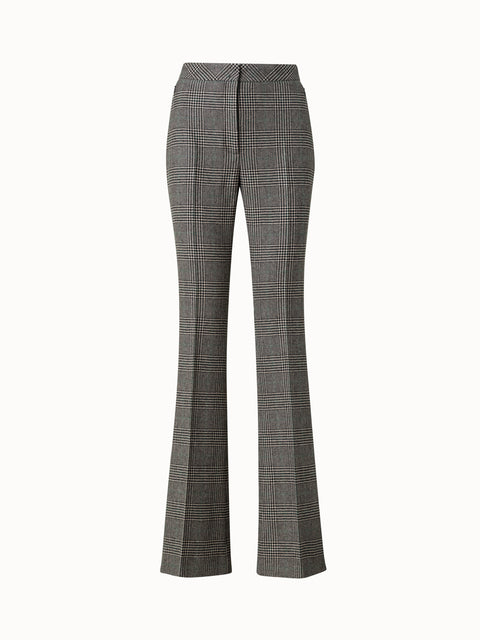 Cashmere Bootcut Pants with Prince of Wales Check