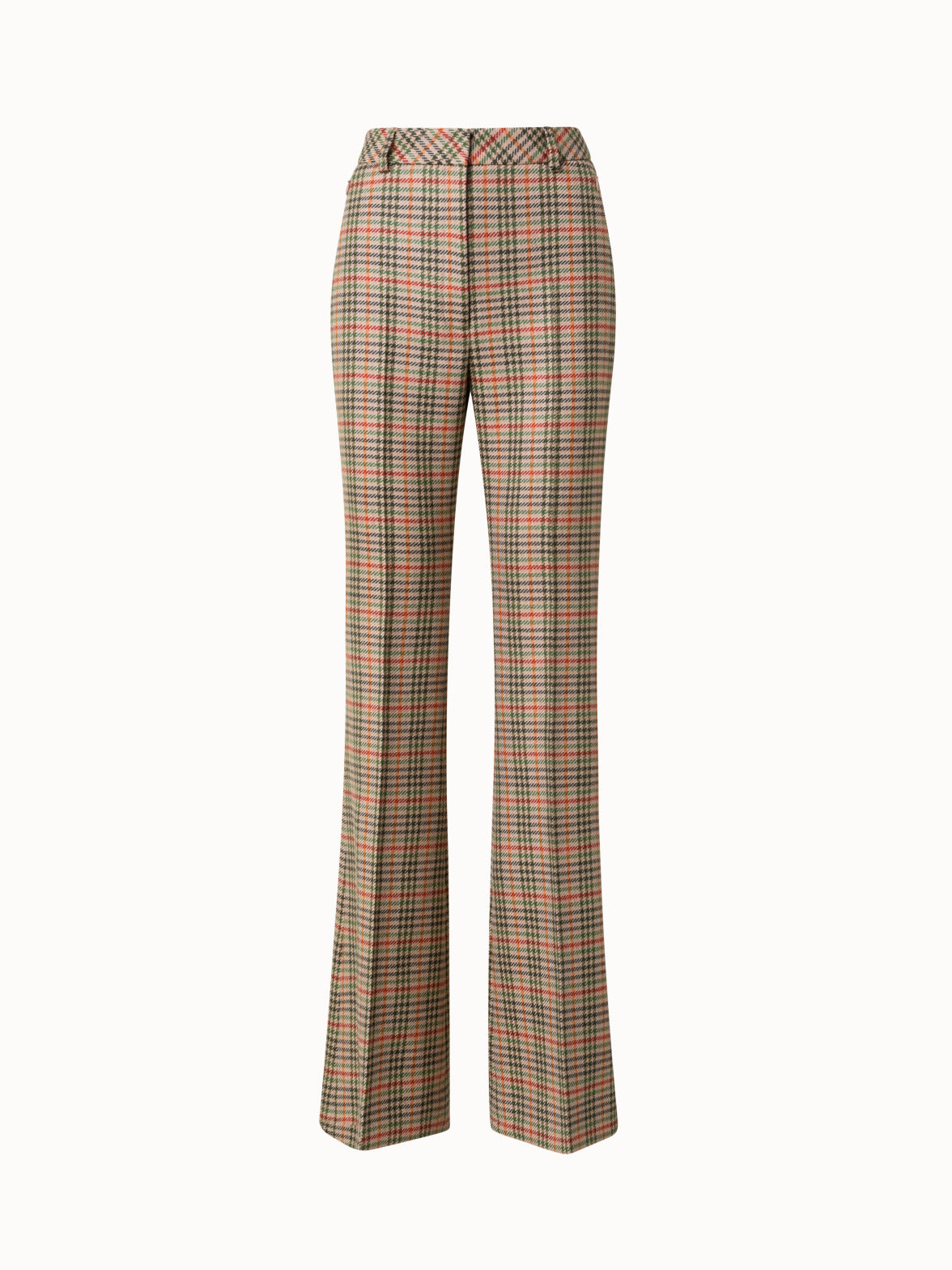 Checked Wool Bootcut Pants