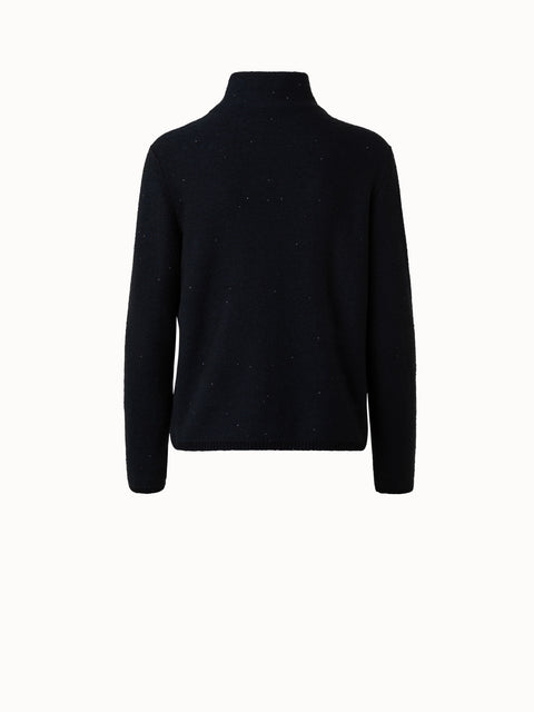 Cotton Wool Knit Pullover with Micro Sequines
