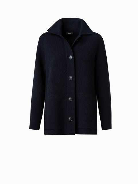 Long Cashmere Piqué Knit Jacket