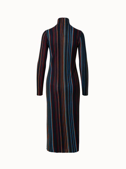 Wool Silk Knit Tube Dress with Small Irregular Stripes