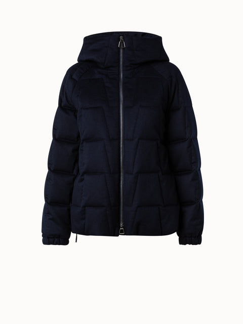 Quilted Trapezoid Cashmere Parka