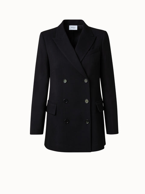 Wool Tricotine Double-Breasted Jacket