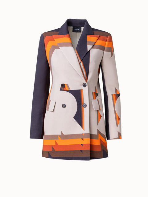 Wool Double-Face Jacket with Superimposed Letters Print