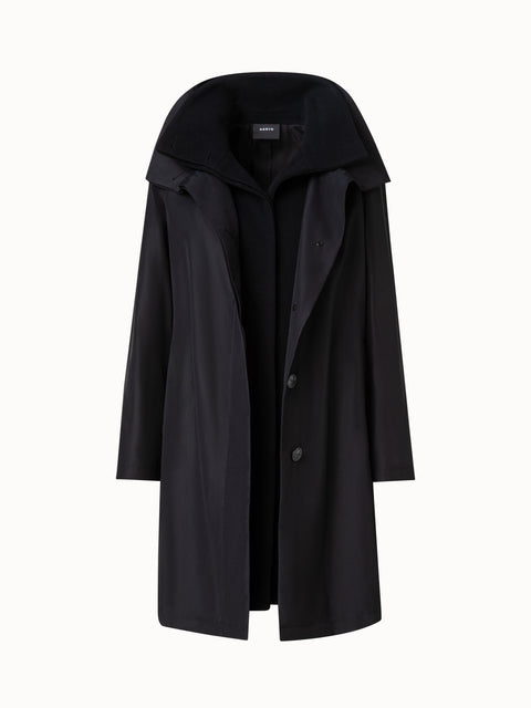 Double-Layered Wool Coat with Detachable Silk Layer