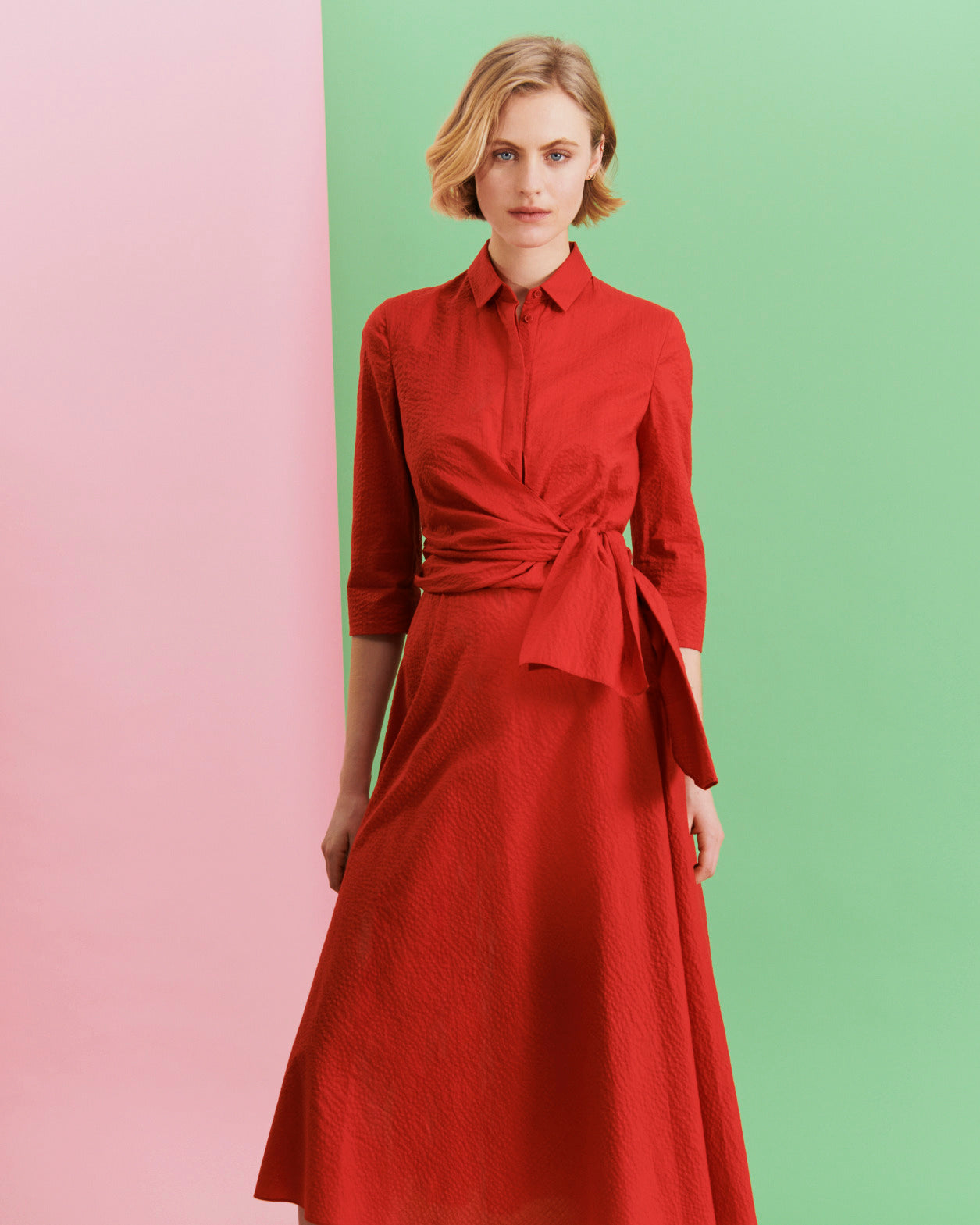 Red/Multi Tori Stripe Cotton Voile Dress | WHISTLES |